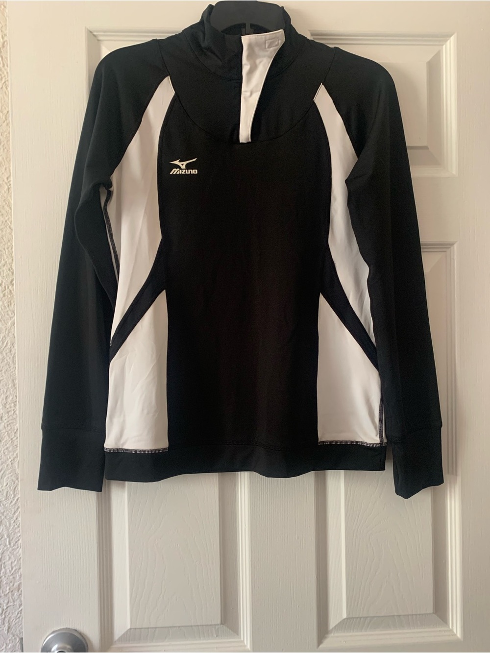 Mizuno Black and White Athletic Quarter-Zip Top